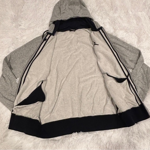 Nike Air Jordan All Around FZ Hooded Zip Front Gray Black Jacket Medium - Picture 7 of 12
